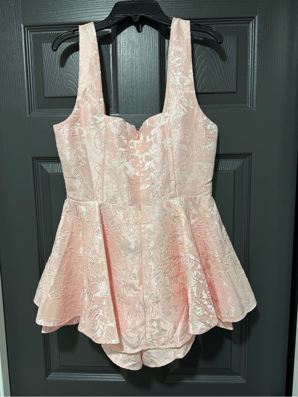 Lulu's Blush Pink Textured Peplum Romper